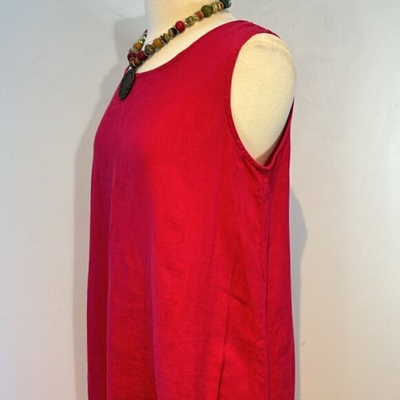 Bryn Walker 100% linen oversized sleeveless dress elasticized hem hot pink XS - Picture 11 of 11